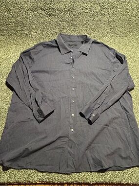 Synrgy Men’s Navy Pinstripe Long-Sleeve Dress Shirt button up 3Xl